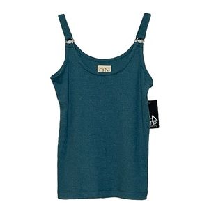 NWT Chaser Ribbed Tank Top w/ Metal Ring Detail in Teal